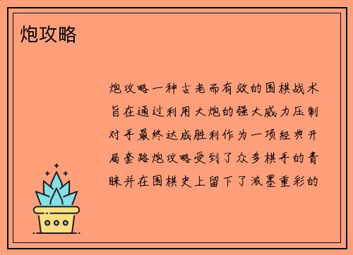 炮攻略